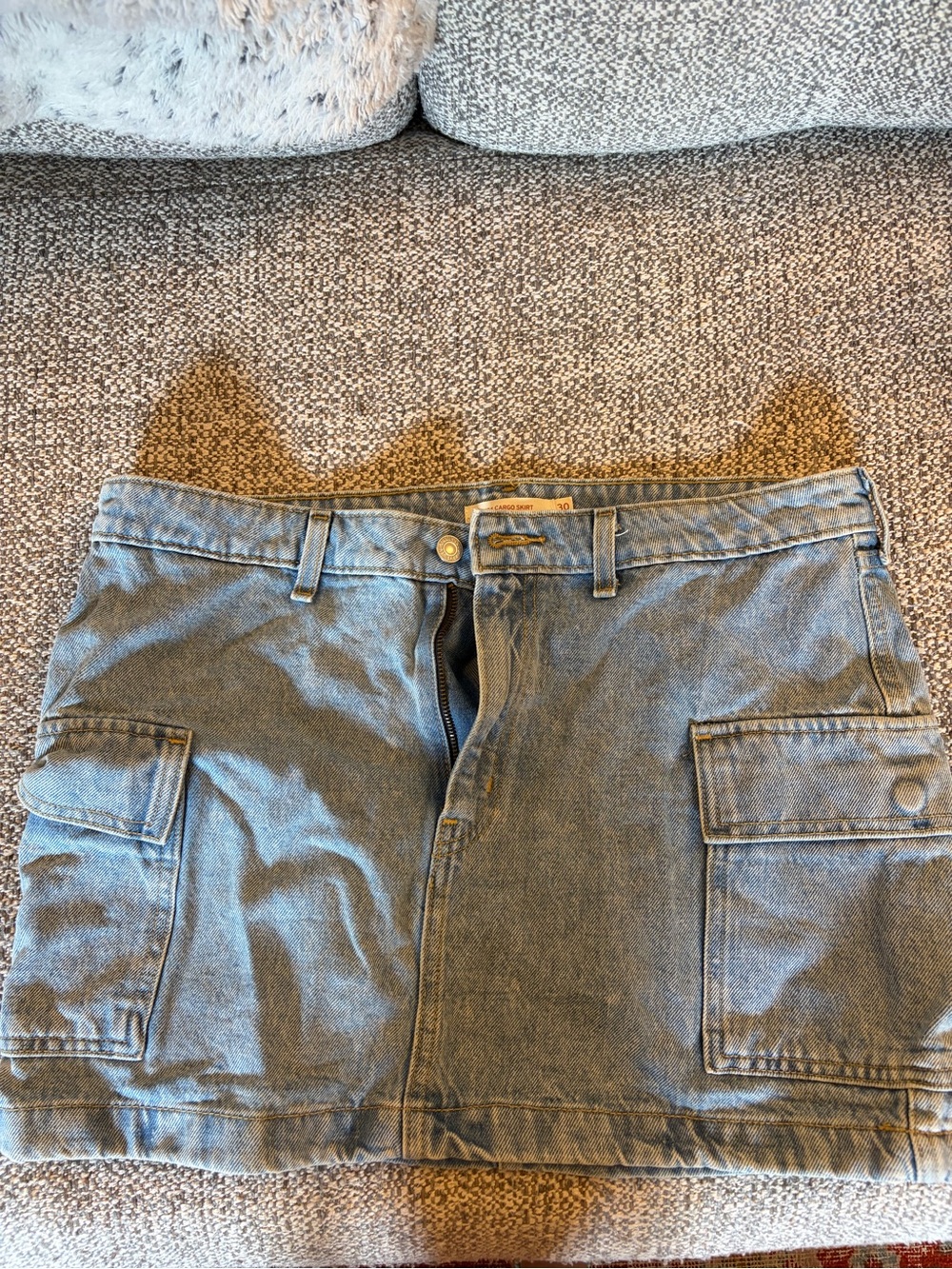 Cargo Denim Jean Skirt - Light Blue